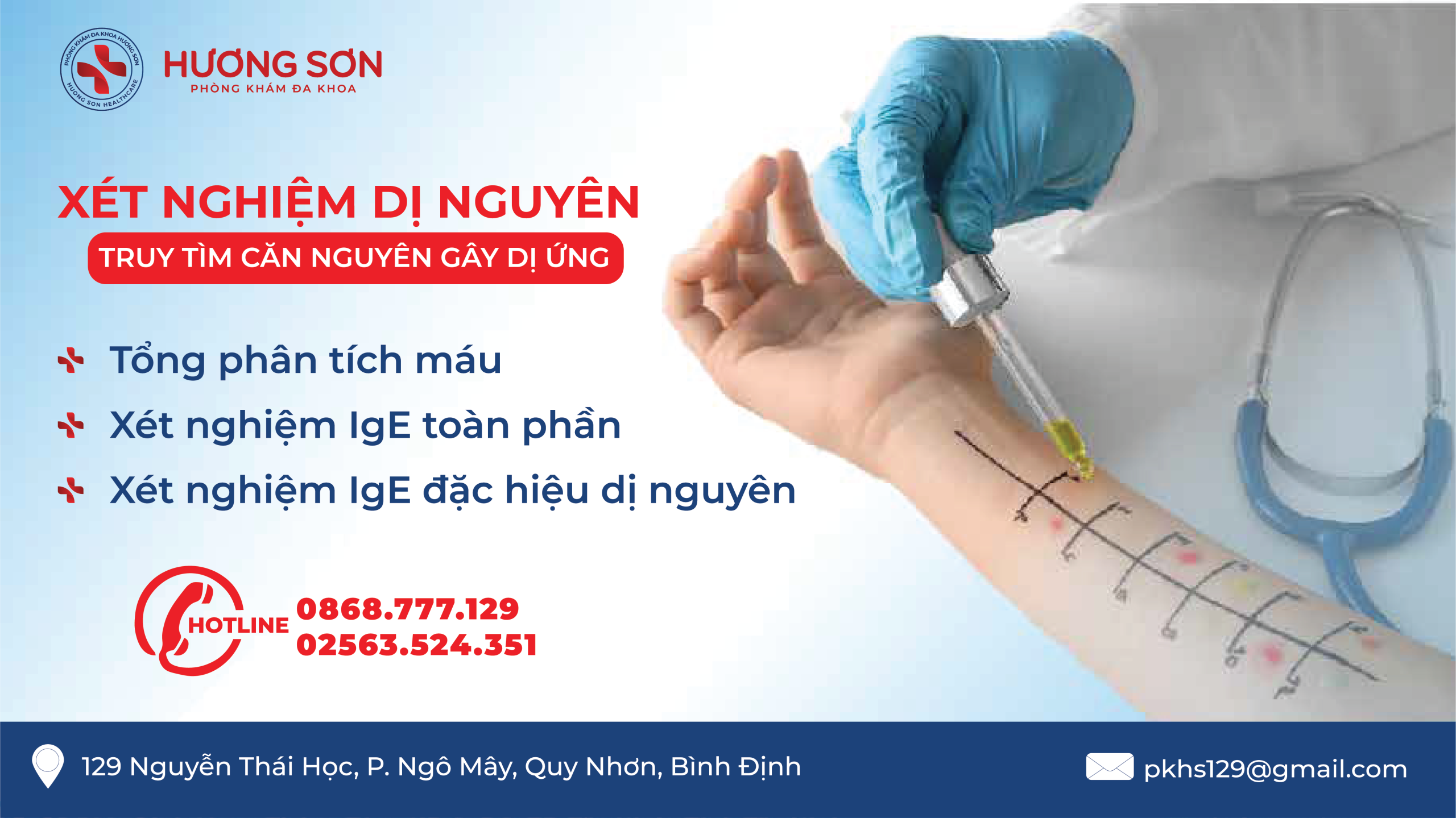 Phòng khám đa khoa Hương Sơn xét nghiệm dị nguyên truy tìm nguyên nhân gây dị ứng