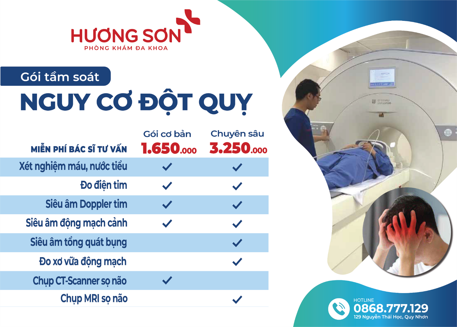 Tầm soát nguy cơ đột quỵ tại Phòng khám đa khoa Hương Sơn
